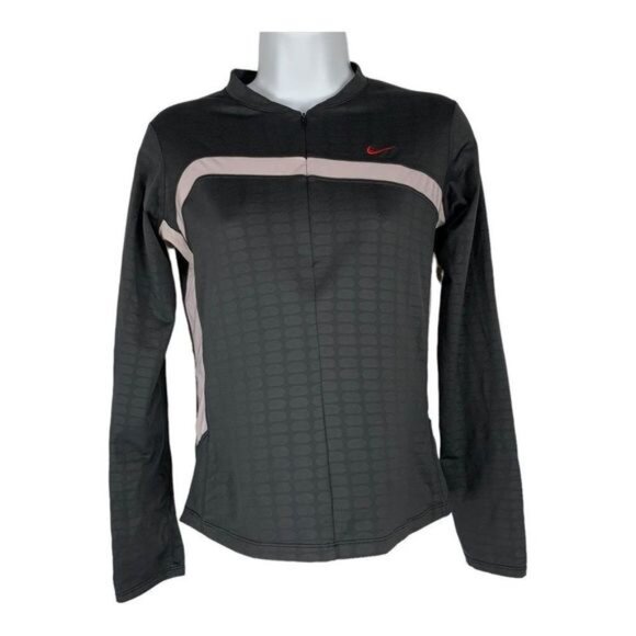 Nike Womens Dri-Fit Long Sleeve Top Size Small Gray & Pink Athletic Shirt - Picture 1 of 4